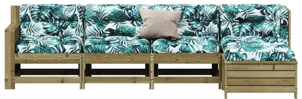 5 pcs conjunto lounge de jardim c/ almofadões pinho impregnado