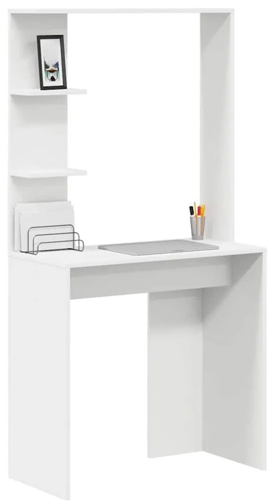 Mesa de Computador Branca Branca Madeira engenheirada Média