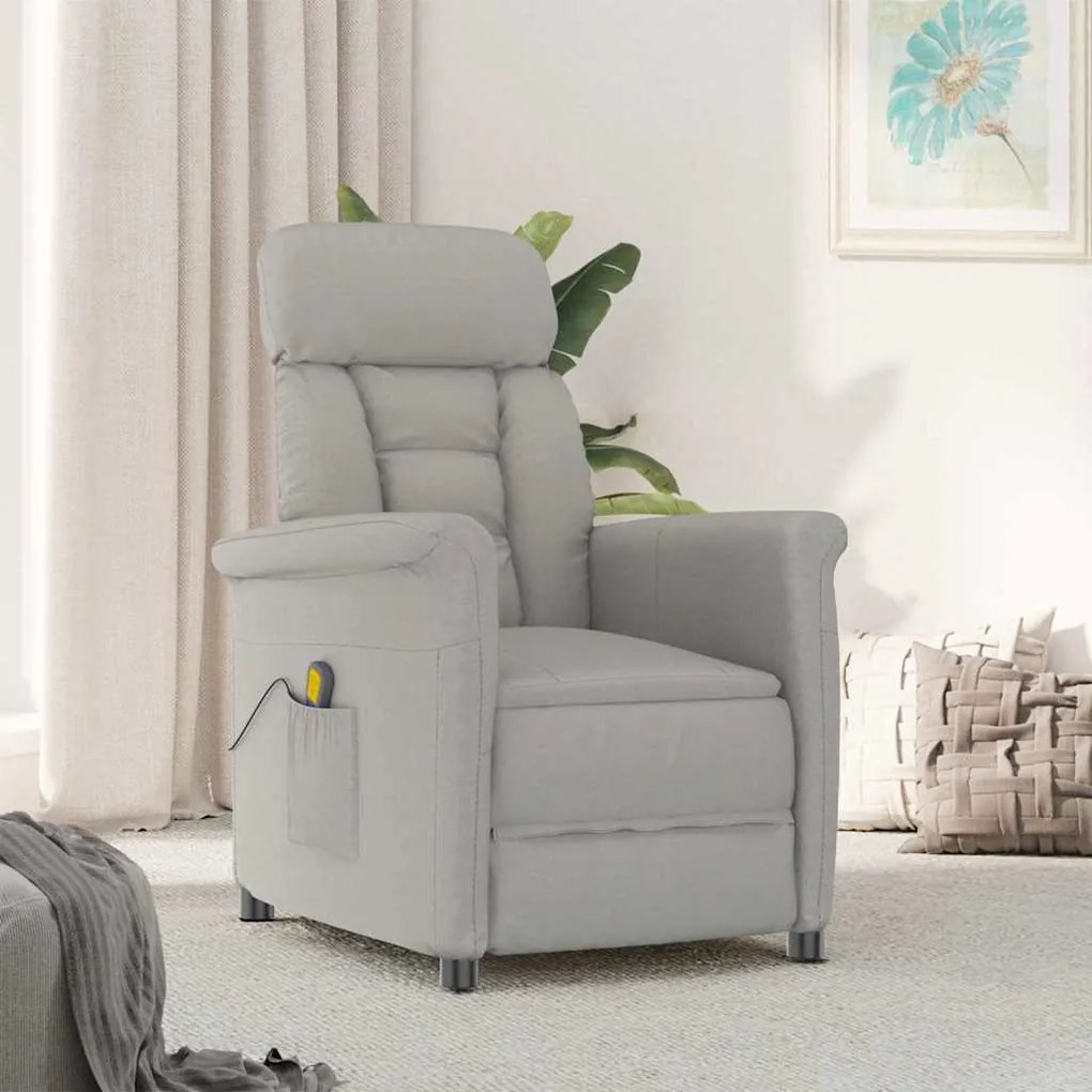 Cadeira de Massagem vidaXL Cinza Claro em Tecido Microfibra