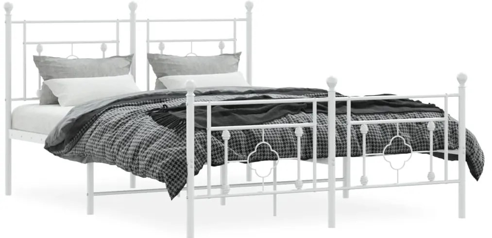 Estrutura de cama com cabeceira e pés 140x200 cm metal branco