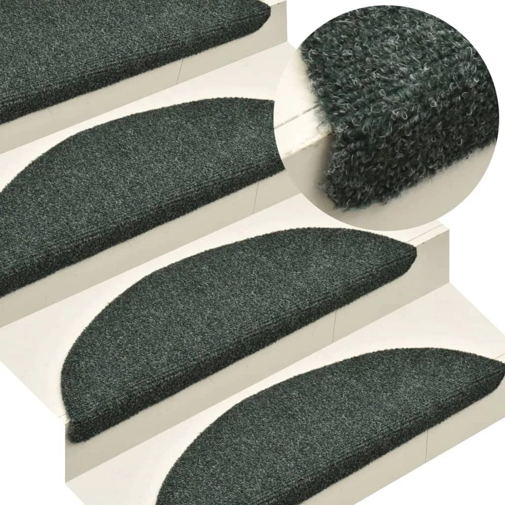 vidaXL Tapetes escada autoadesivos 10 pcs 56x17x3 cm agulhado verde