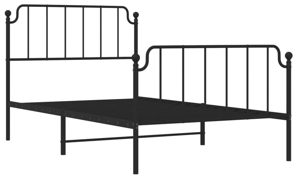 Estrutura de cama com cabeceira e pés 107x203 cm metal preto