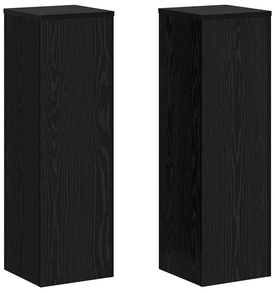 Suportes de Plantas 2 pçs Carvalho Preto 25x25x80 cm Madeira Revestida