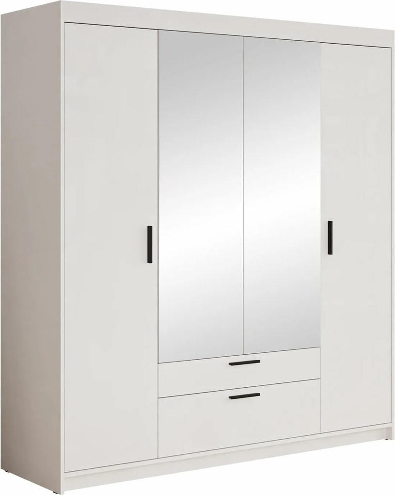 Roupeiro Novduni 108, Branco, 191x176x53cm, 136.5 kg, Portas para roupeiro: Com dobradiças, Número de prateleiras: 5, Número de prateleiras: 5