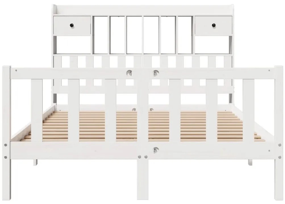 Cama com estante sem colchão 150x200 cm pinho maciço branco