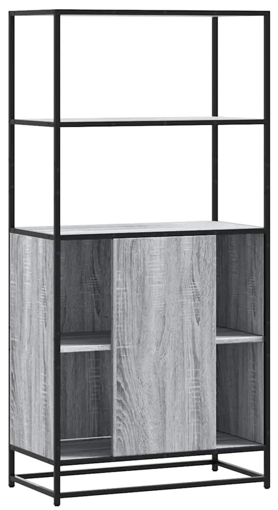 Armário alto 68x35x139 cm madeira e metal cinza sonoma