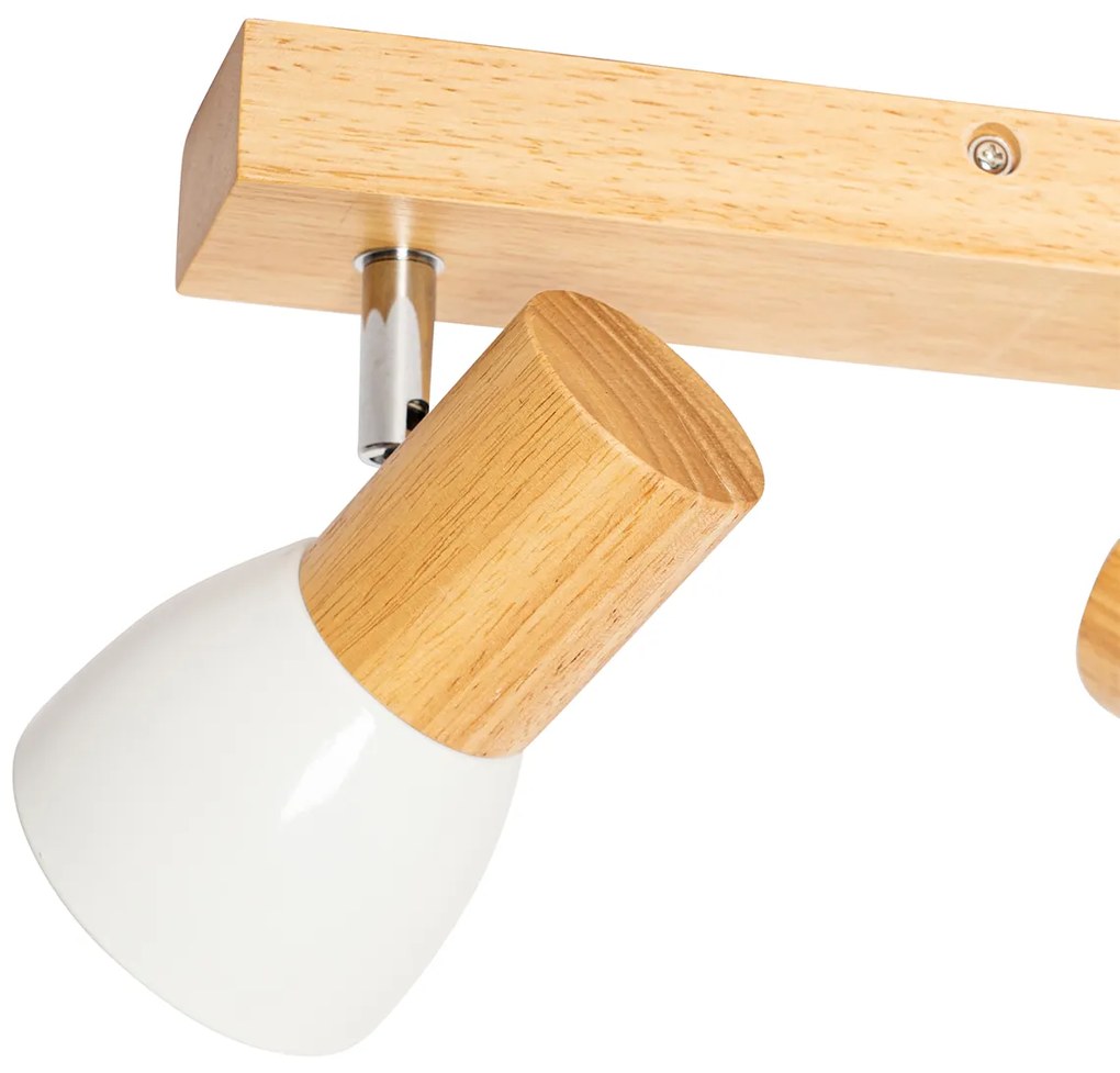 Foco de teto de madeira e branco 2 luzes ajustáveis - Thorin