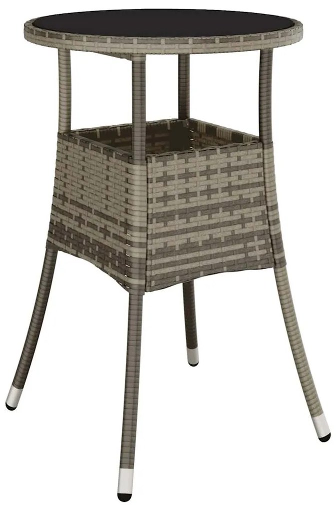5 pcs conjunto jantar jardim c/ almofadões vime PE/vidro cinza