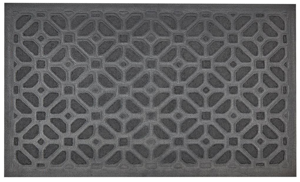 Tapete de entrada com padrão geométrico em fibra de coco natural e preta 45 x 75 cm BELUKHA Beliani