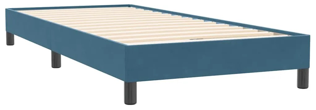 Cama com molas/colchão 80x220 cm veludo azul-escuro