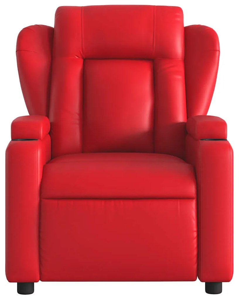 Poltrona massagens reclinável elétrica couro artif. vermelho