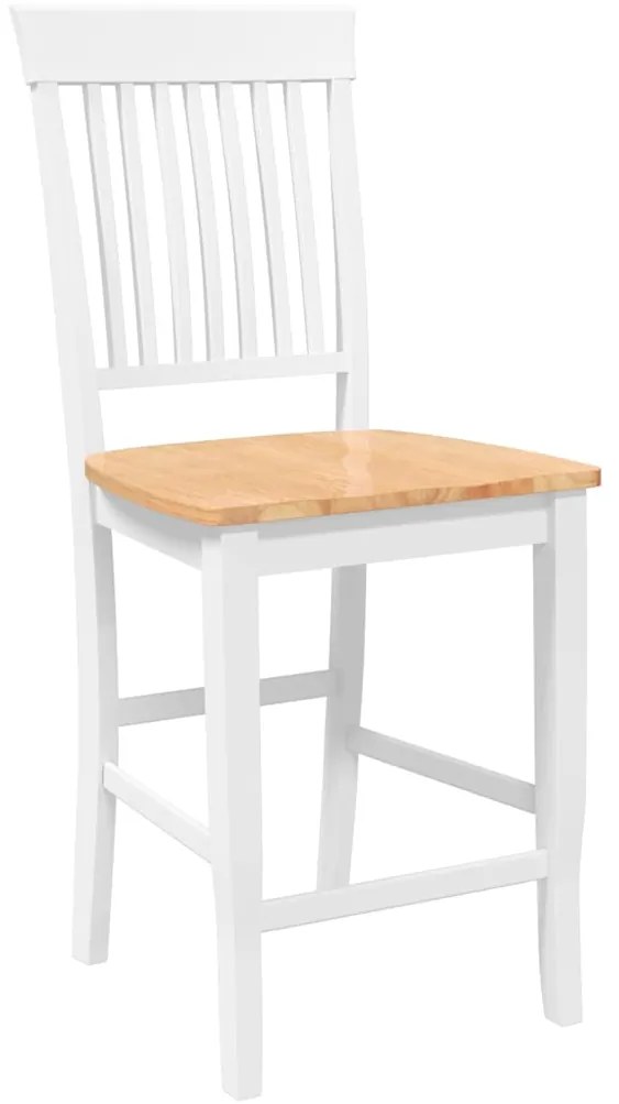 Bancos de bar 2 pcs madeira de seringueira maciça branco