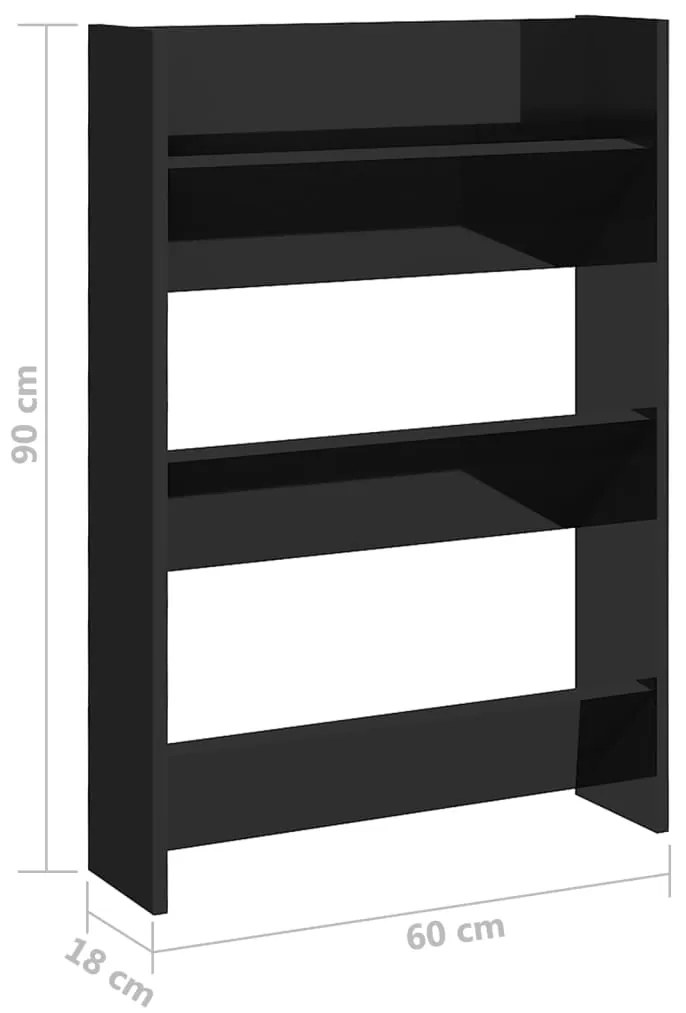 Sapateiras de parede 2pcs derivados de madeira preto brilhante