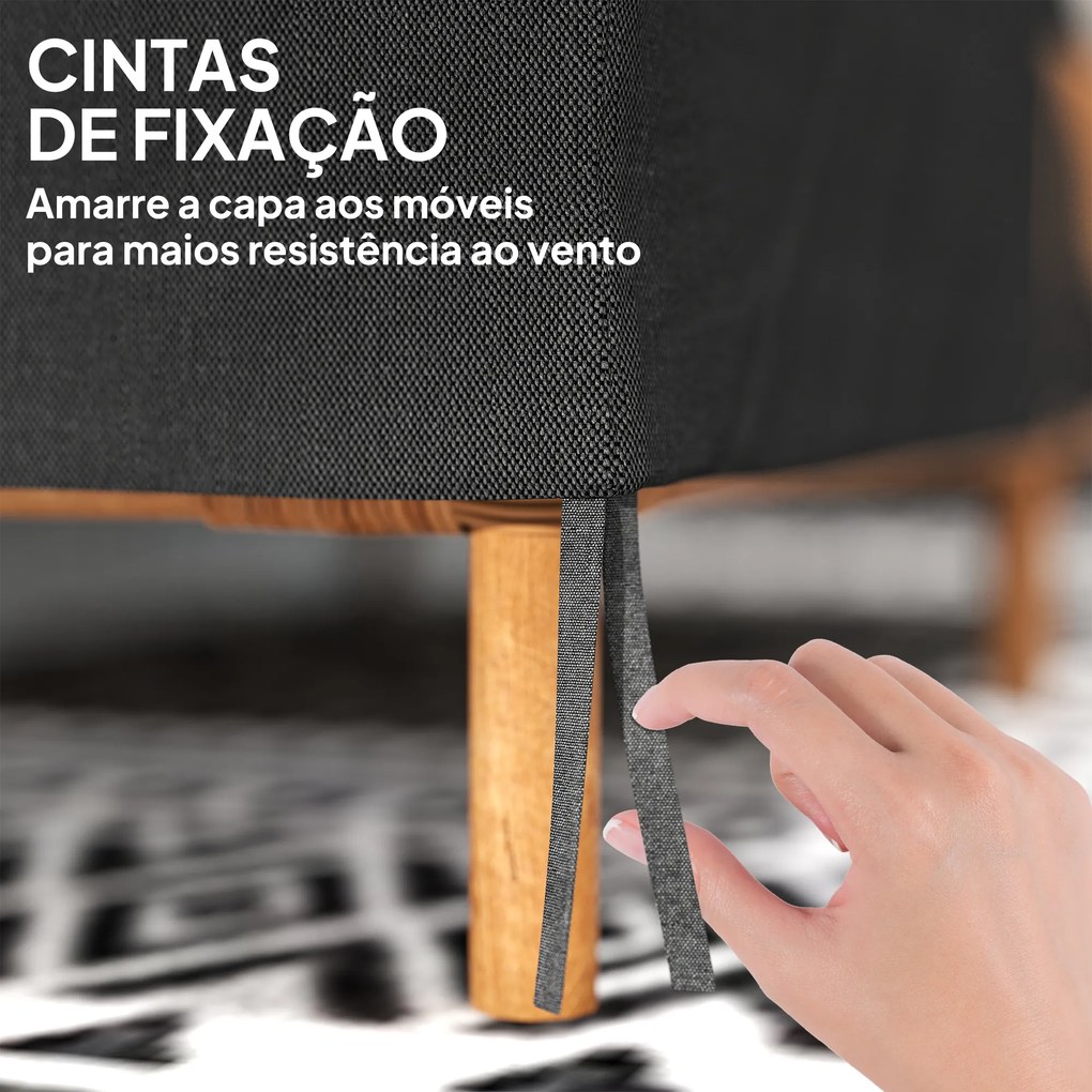 Capa Protetora para Banco 2 Lugares Capa Protetora de Móveis Impermeável Exterior Jardim Proteção contra Chuva e Sol 140x84x56/94 cm Preto