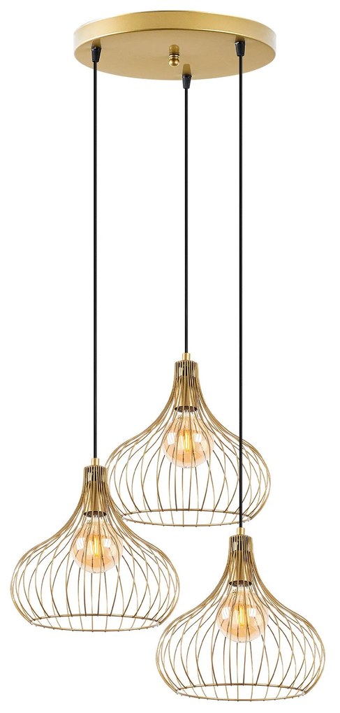 Chandelier Teldamla – Dourado Brilhante – 47 x 47 x 120 cm