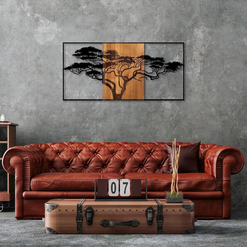 Acessório Decorativo de Parede Acácia – Preto e Nogueira – 147 x 3 x 7