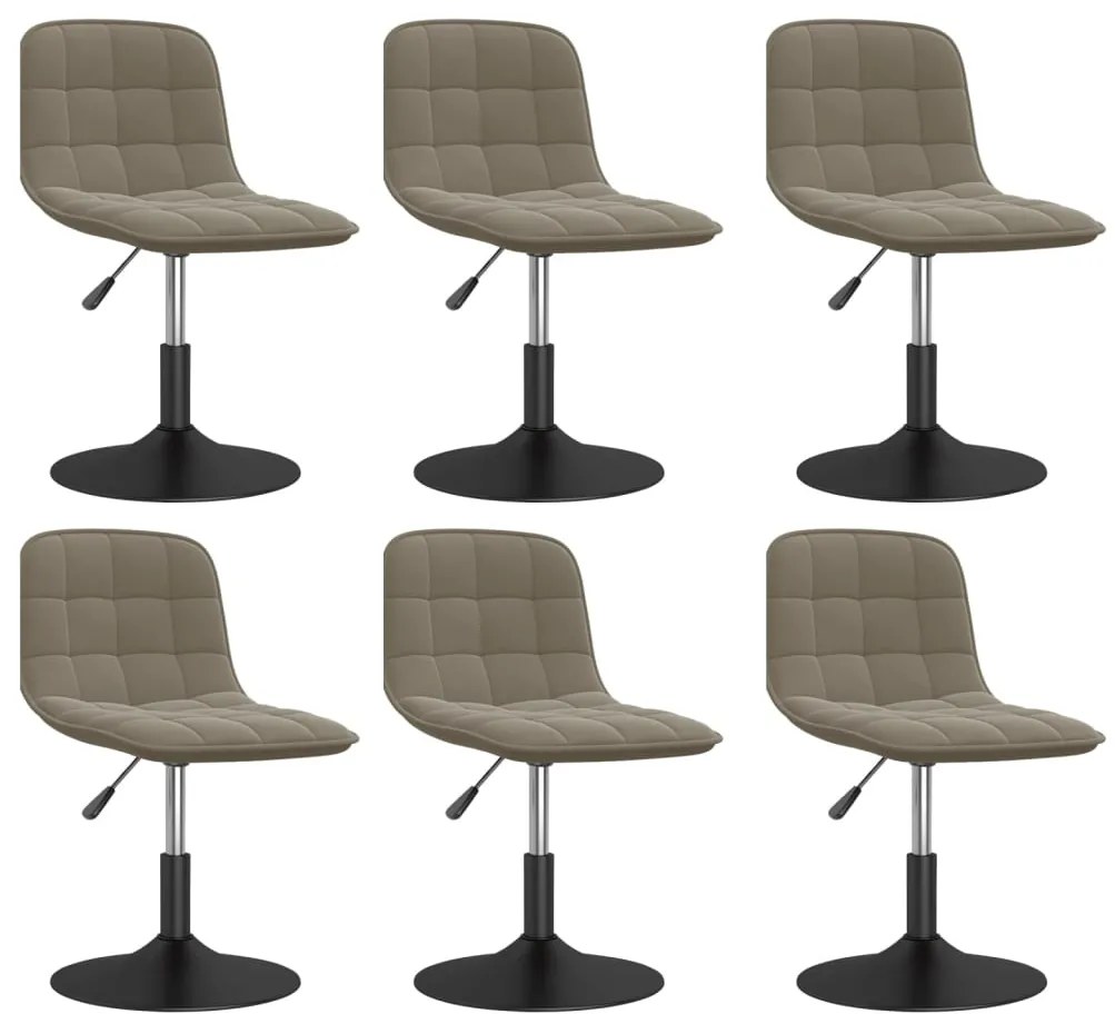 vidaXL Cadeiras de jantar giratórias 6 pcs veludo cinzento-claro