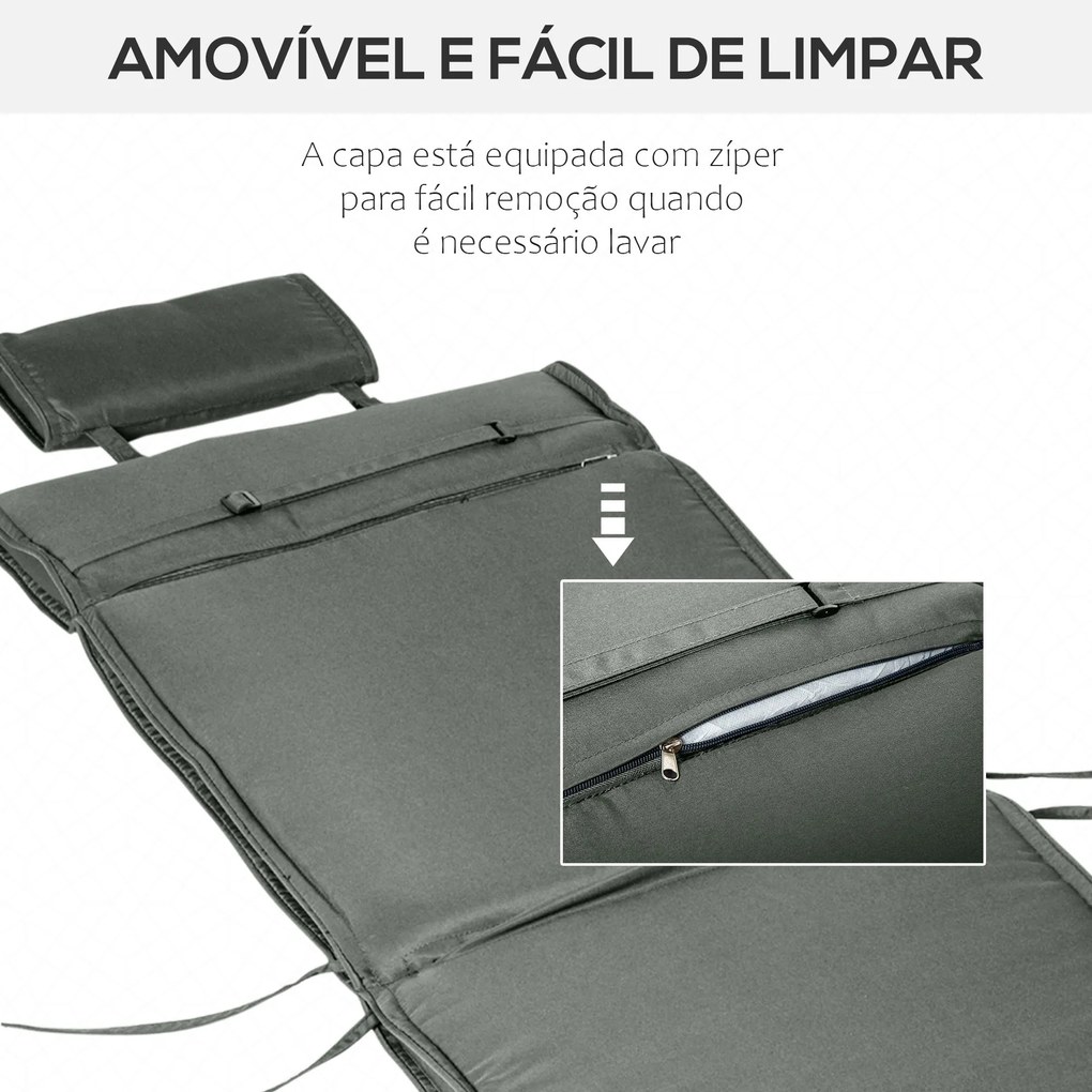 Almofada para Espreguiçadeira 198x53x5cm Almofada Suave para Espreguiç