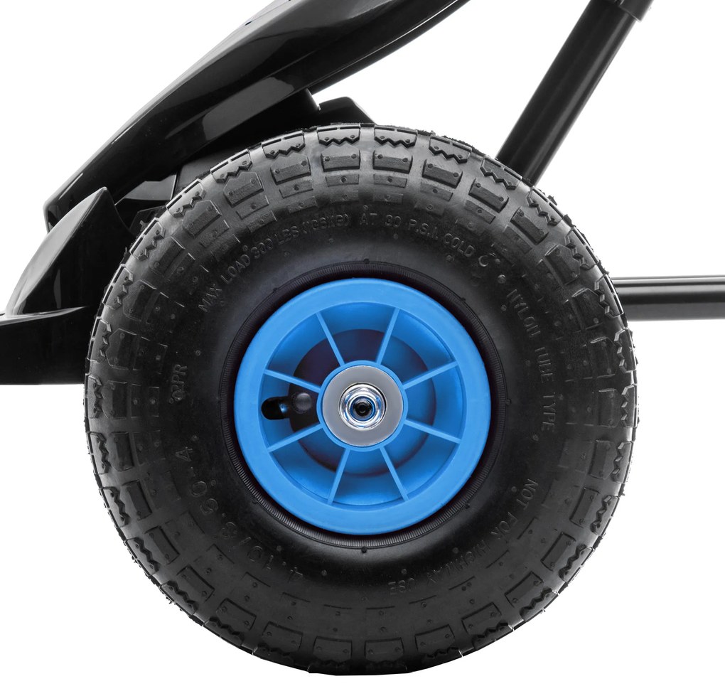 HOMCOM Kart a Pedais para Crianças 5-12 Anos Kart a Pedais Infantil com Assento Ajustável Pneus Insufláveis Amortecimento e Travão de Mão Carga Máx. 50kg 121x58x61cm Azul