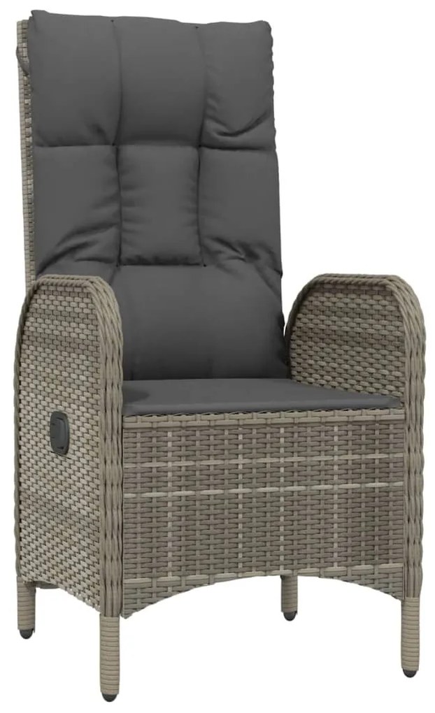 5 pcs conjunto jantar jardim c/ almofadões vime PE preto/cinza