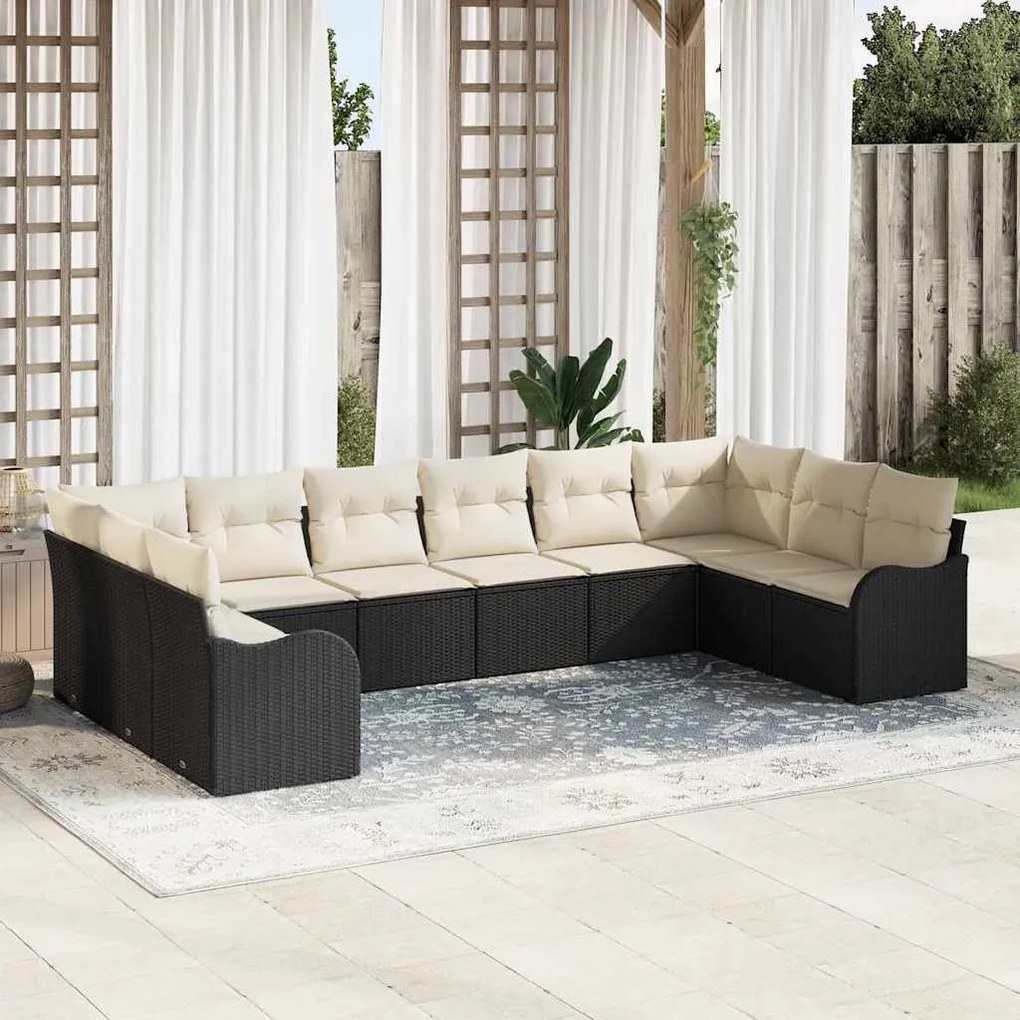 Conjunto de Sofá para Jardim da com 10 Peças e Almofadas em Rattan Pol