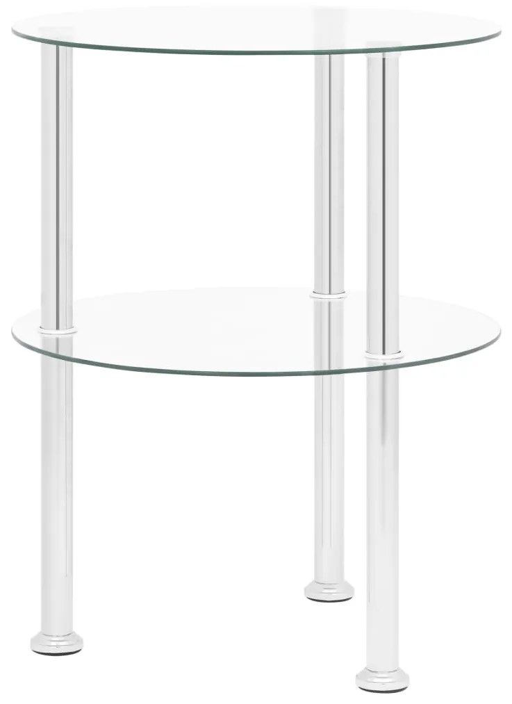 vidaXL Mesa de apoio c/ duas prateleiras 38cm vidro temp. transparente