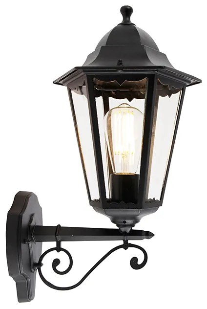 Candeeiro de parede exterior clássico preto IP44 - Havana Up Clássico / Antigo