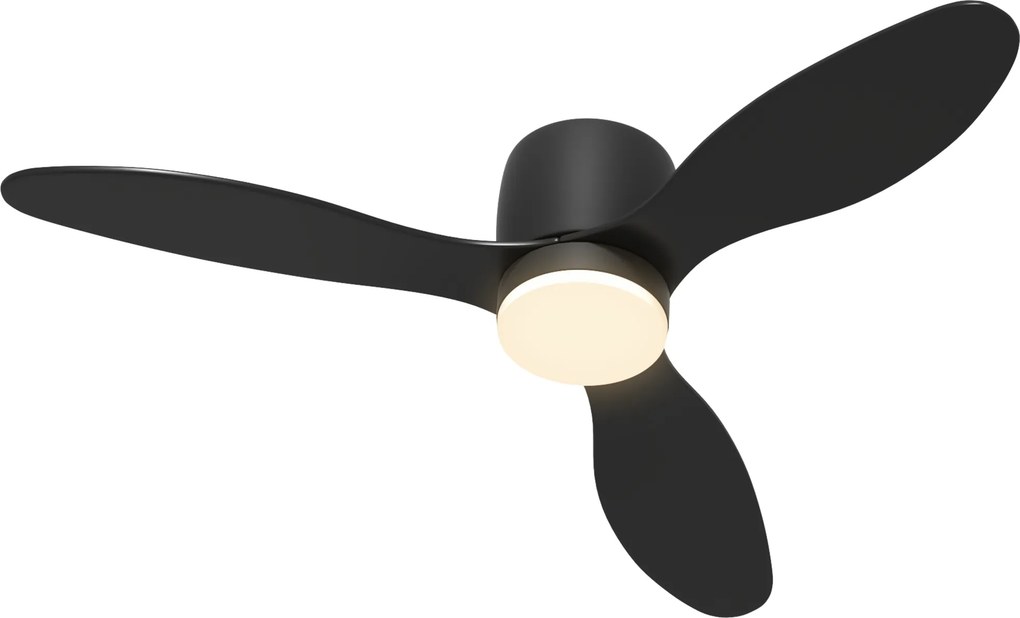 HOMCOM Ventilador de teto com luminária e controle remoto, 3 cores de luz, 6 velocidades, brilho ajustável, Preto | Aosom Portugal