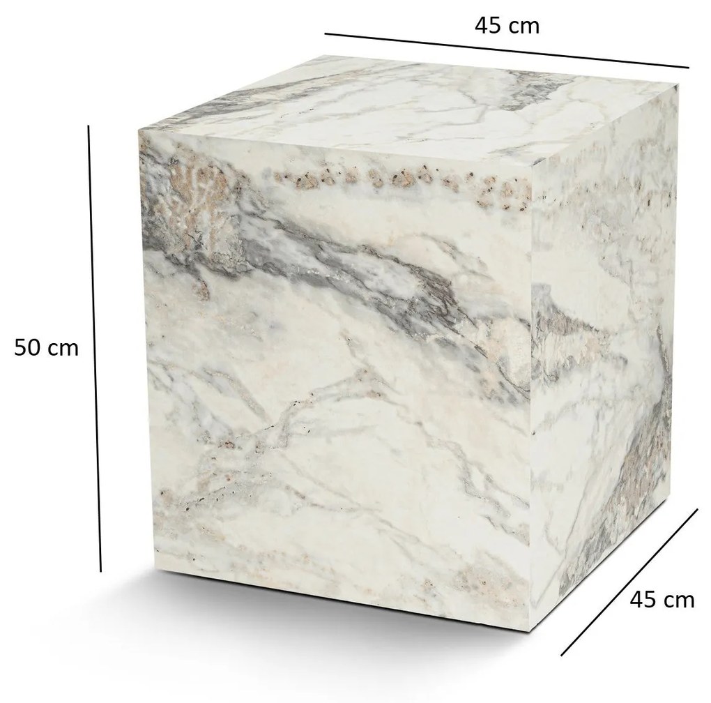 Mesa de Apoio Küp - Mármore Freesia - 45x50x45 cm