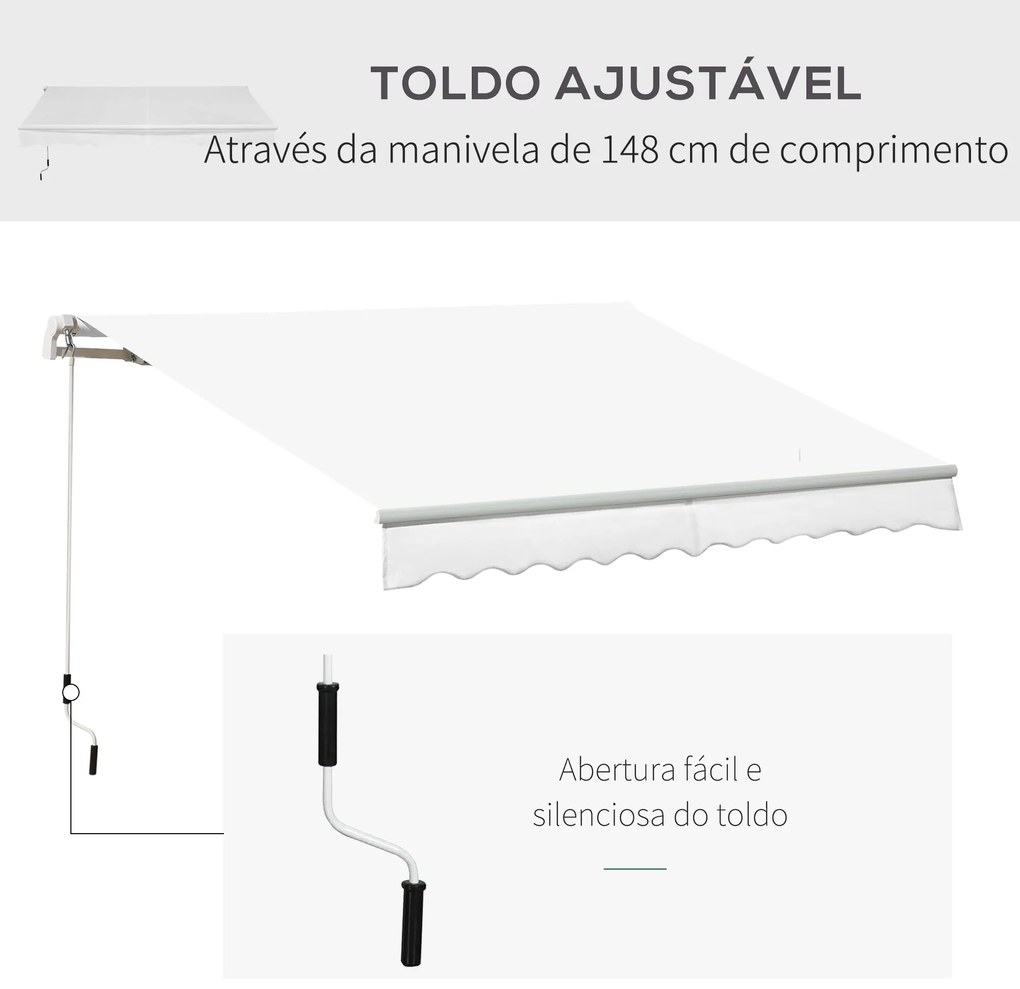 Toldo Manual 3,5x2,5 m de Alumínio Toldo de Varanda Pátio com Manivela
