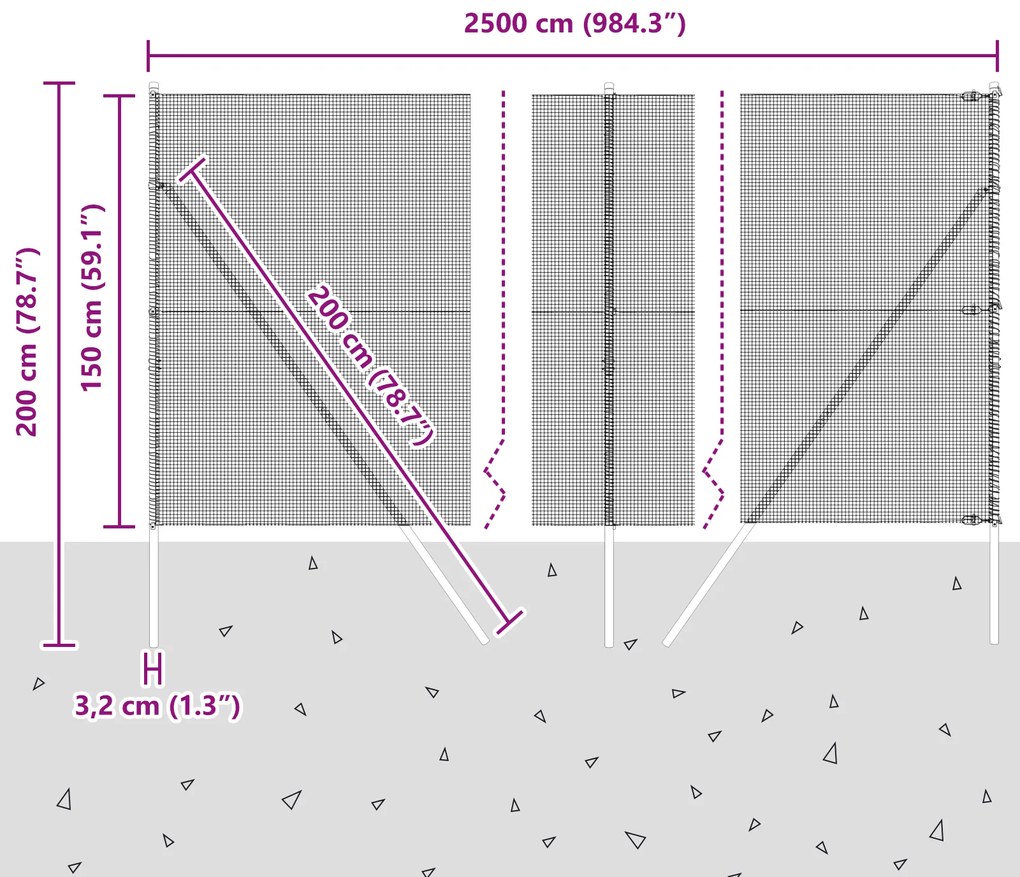 Cerca de Fio Soldado com 13 Postes 1,5x25 m de Aço Galvanizado