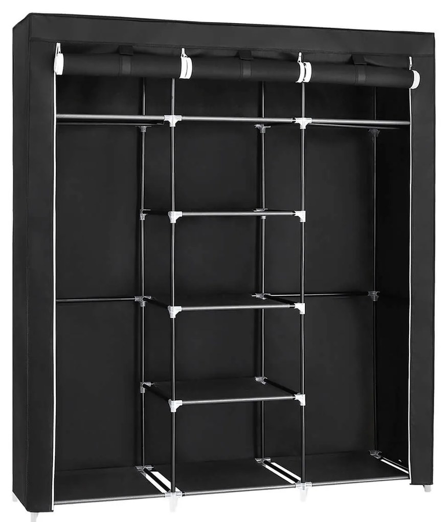 Guarda Roupa grande em tecido 150 x 175 x 45 cm Preto