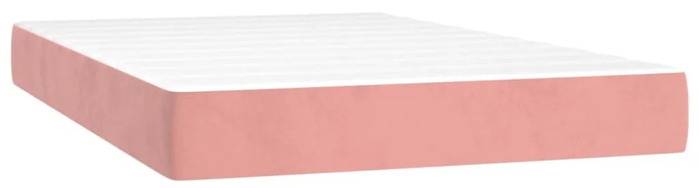 Cama box spring c/ colchão/LED 120x200 cm veludo rosa