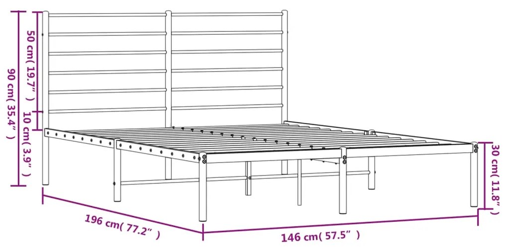 Estrutura de cama com cabeceira 140x190 cm metal preto