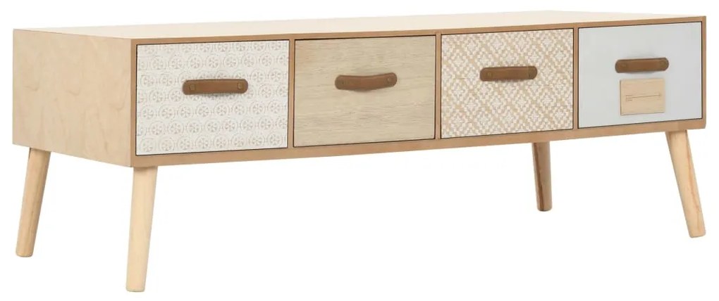 vidaXL Mesa de centro c/ 4 gavetas 110x50x40 cm pinho maciço