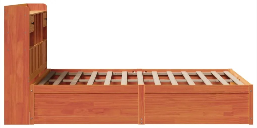 Cama sem colchão 135x190 cm madeira pinho maciça castanho-mel