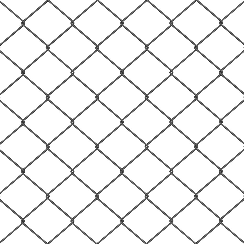 Cerca de Cadeia com 7 Postes Flangeados 0.6x10 m Aço Galvanizado