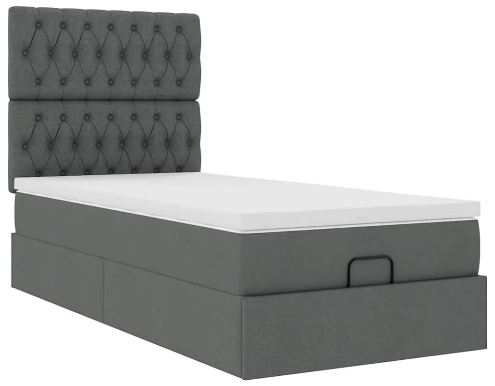 Estrutura cama otomana colchão 90x190 cm tecido cinzento escuro