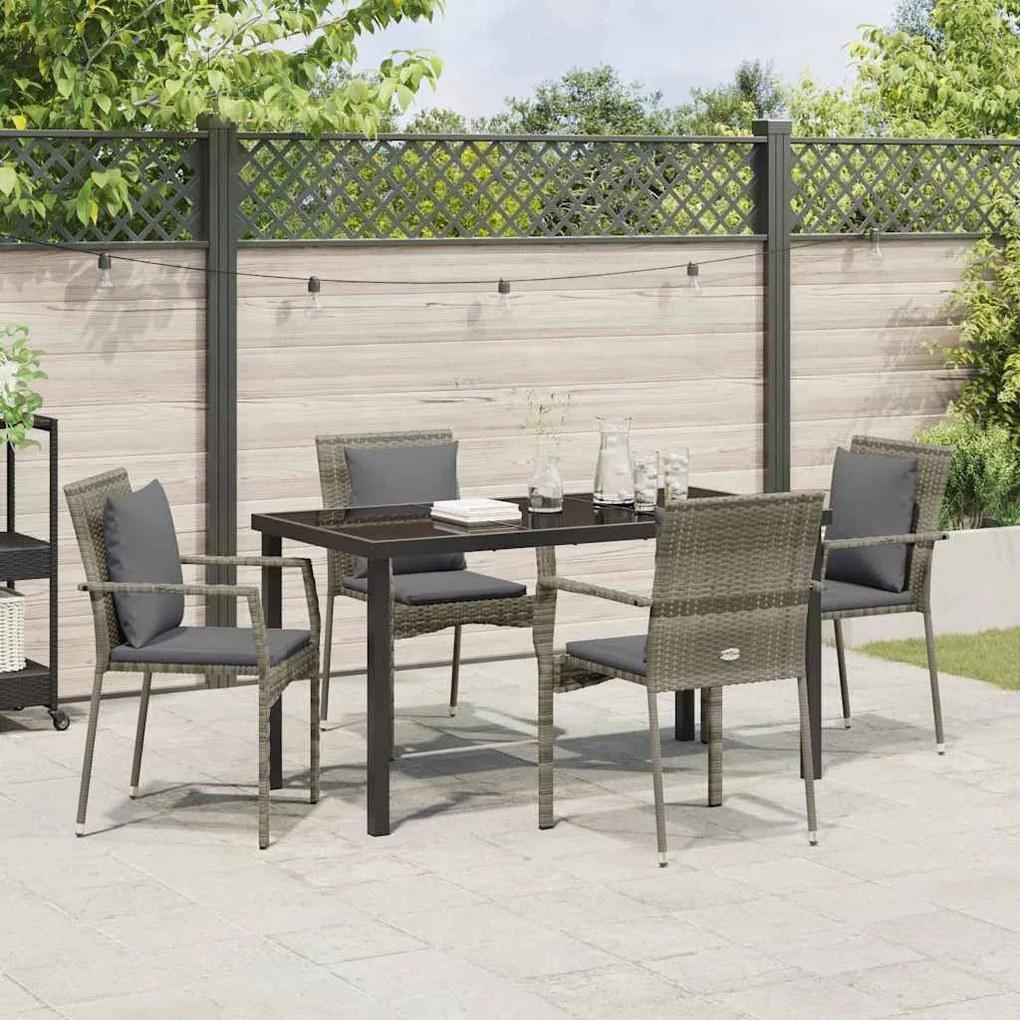 Conjunto de Cadeiras de Jardim 5 pcs Cinzeto 140 x 70 x 73 cm