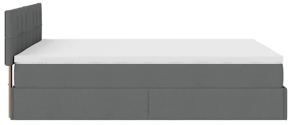 Cama otomana com colchão 140x190 cm tecido cinzento escuro