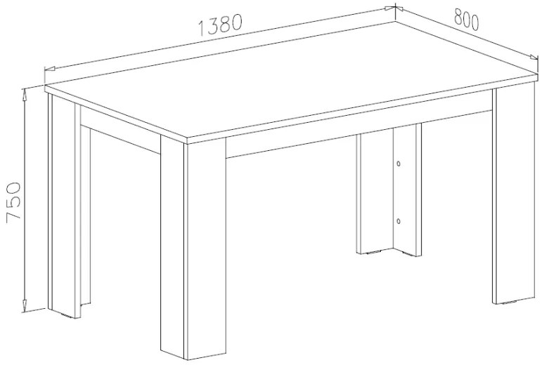 Mesa de jantar 140 cm, Carvalho claro e branco, Tamanho: 80x138x75cm