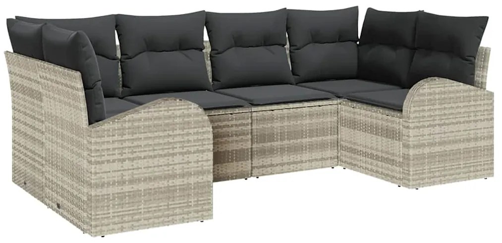 Conjunto de sofá de jardim com 6 peças e almofadas em rattan cinza cla
