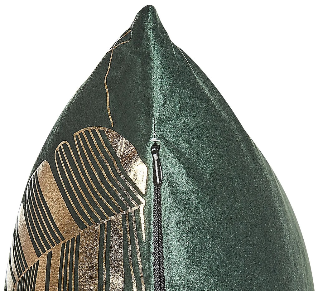 Conjunto de 2 almofadas decorativas veludo verde e dourado 45 x 45 cm SUNFLOWER Beliani