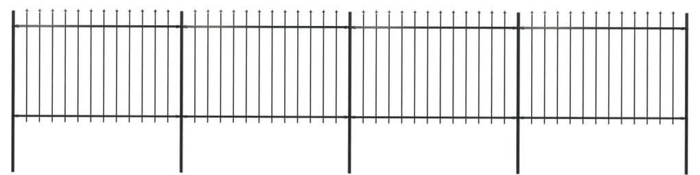 vidaXL Cerca jardim com topo em lanças 6,8x1,2 m aço preto