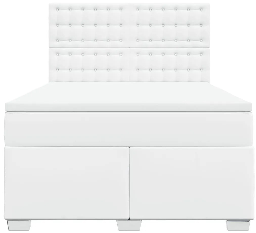 Cama com molas/colchão 140x190 cm couro artificial branco