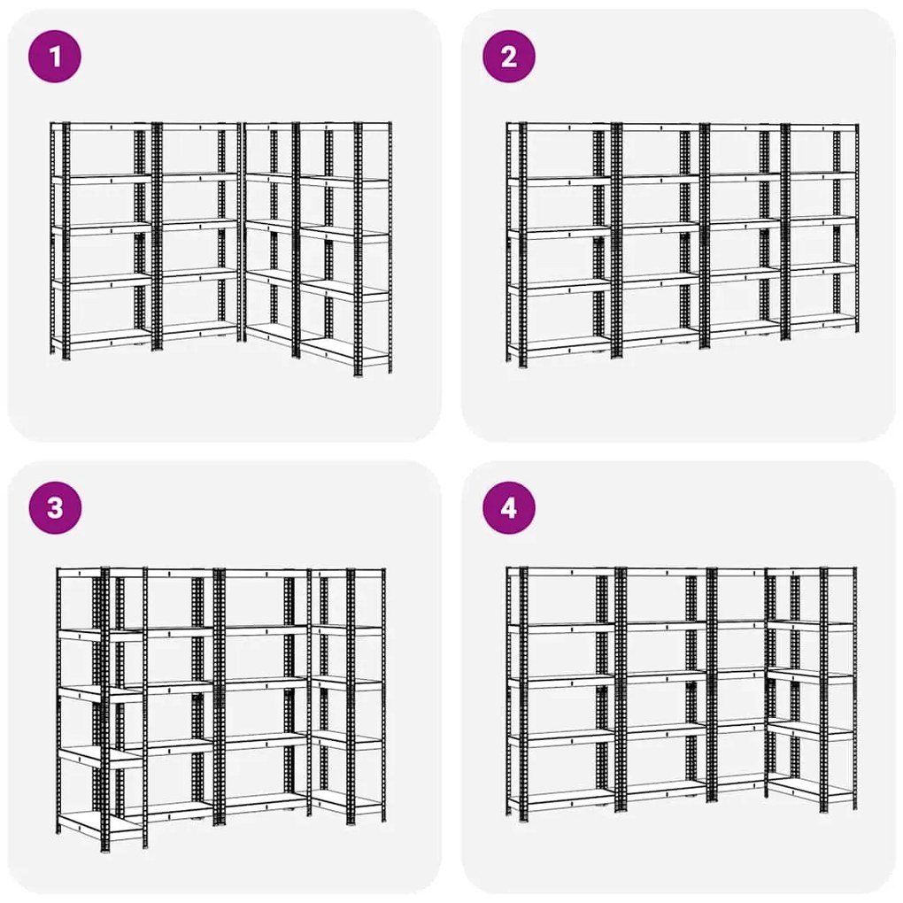 Prateleiras de armazenamento de 5 camadas 4 pcs aço antracite