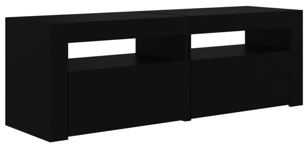 Móvel de TV com luzes LED 120x35x40 cm preto