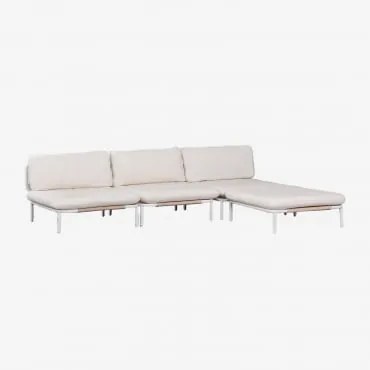 Sofá Modular De Jardim De 3 Peças E Puff Em Aço Roubly Beige De Amêndoa - Sklum
