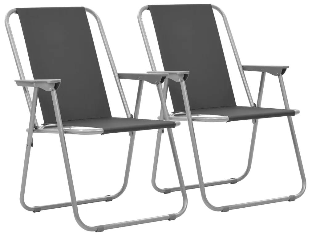 44381 vidaXL Cadeiras de campismo dobráveis 2 pcs 52x59x80 cm cinzento