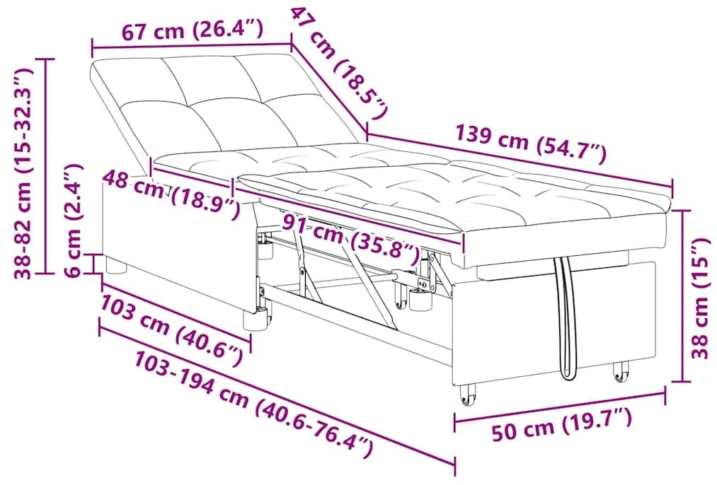 Sofá Cama 3 em 1 Rosa